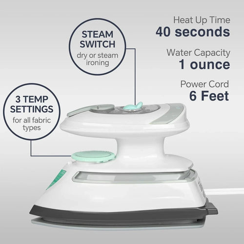 Compact Dual Voltage Travel Steam Iron
